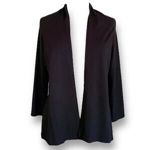 Eileen Fisher open front black cardigan. 92% Rayon 8% Lycra. Small/Medium
C